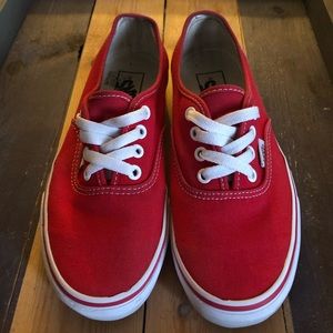 Boys red & white Vans deck shoes